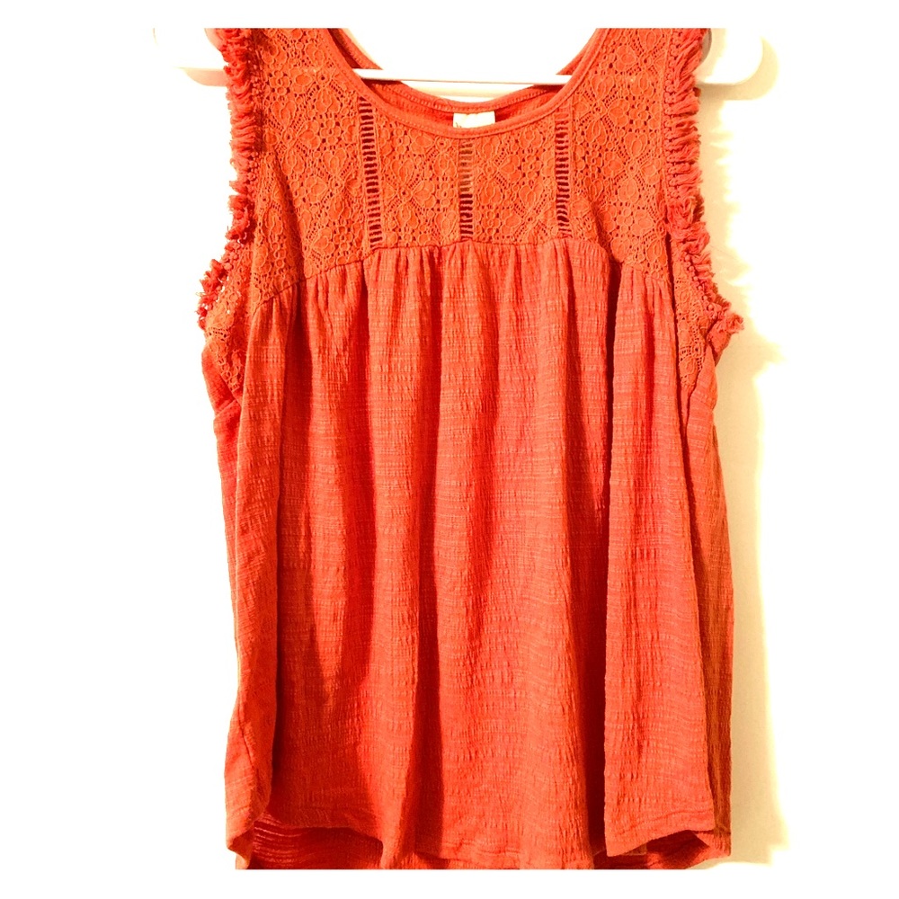 Peasant style frayed sleeve tank top